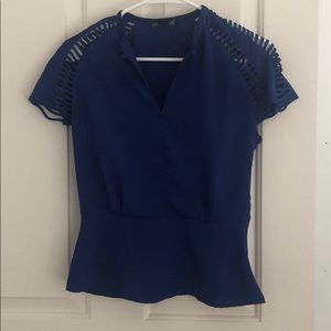 Blue peplum blouse